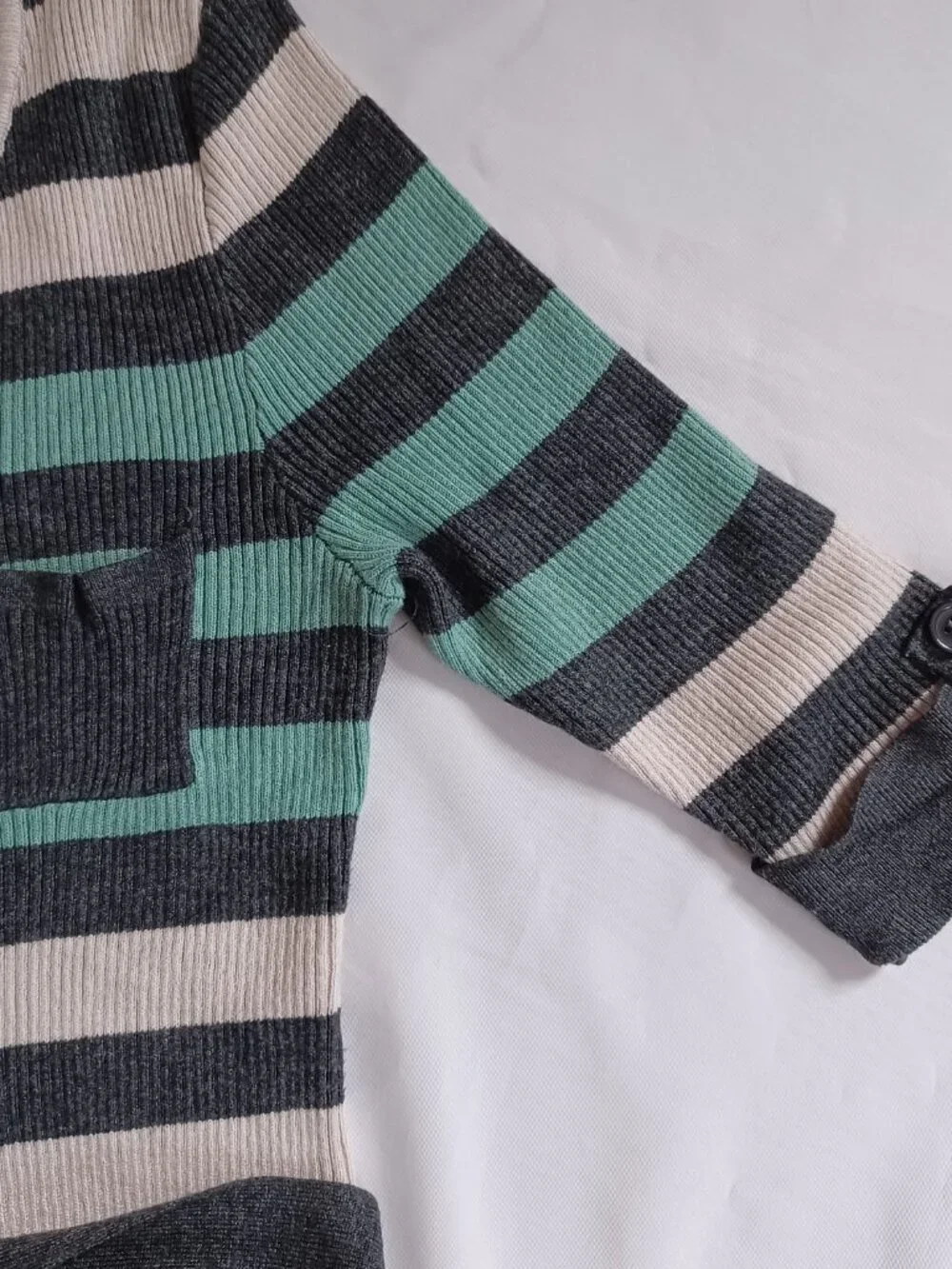 Pink Rose Big Girls Sweater Dress Ribbed Knit Striped Gray Green Bodycon Size L